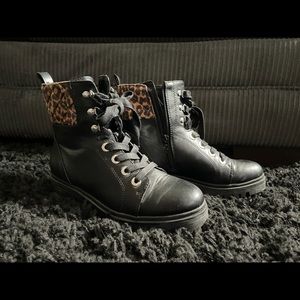 Cheetah print combat boots